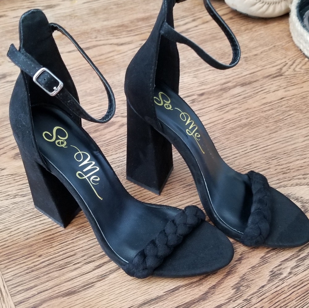 Fashion Nova so me braided strap block heels
